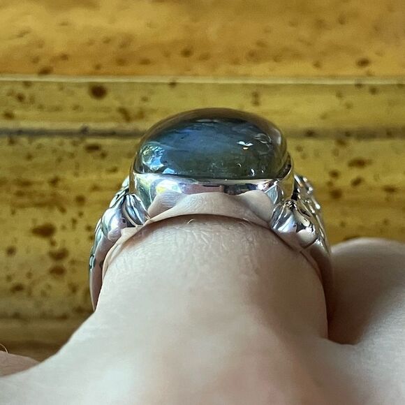 Natural Labradorite Sterling Silver Ring Size 7 - Picture 2 of 10